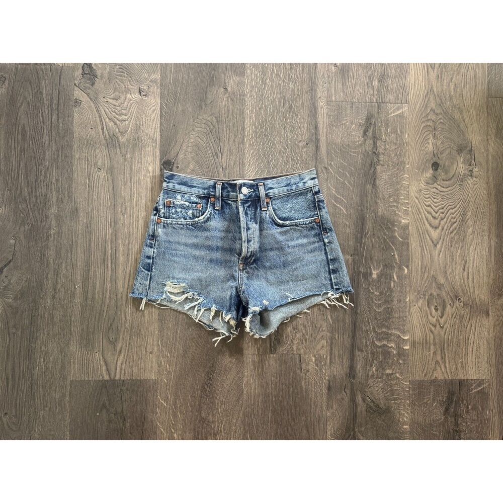 AGOLDE Parker Shorts 100% Cotton Denim Distressed Blue High-Rise Jean Short 24